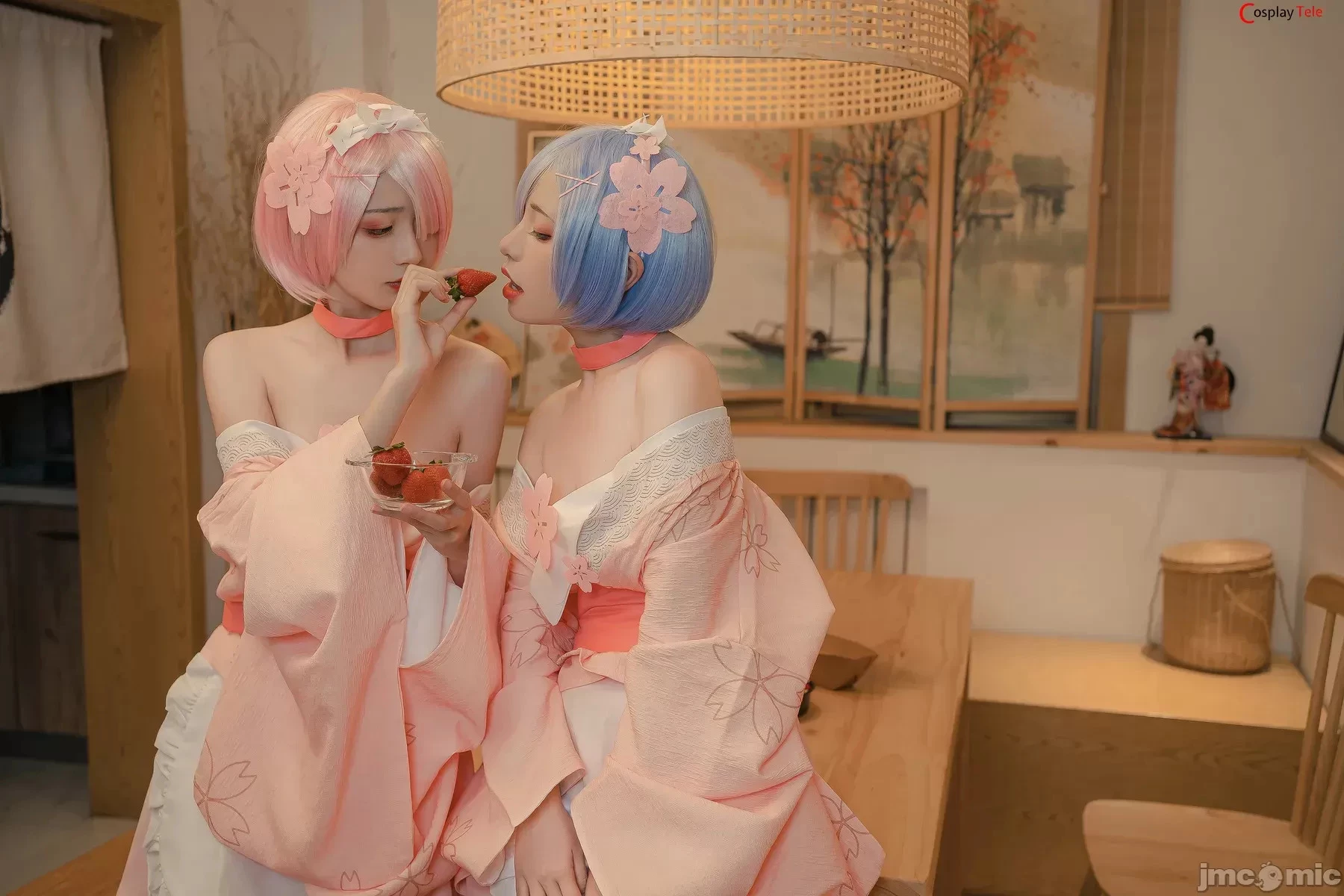 Nekokoyoshi [爆机少女喵小吉] and 金鱼Kinngyo cosplay Rem and Ram – ReZero – Part 2 [100P]