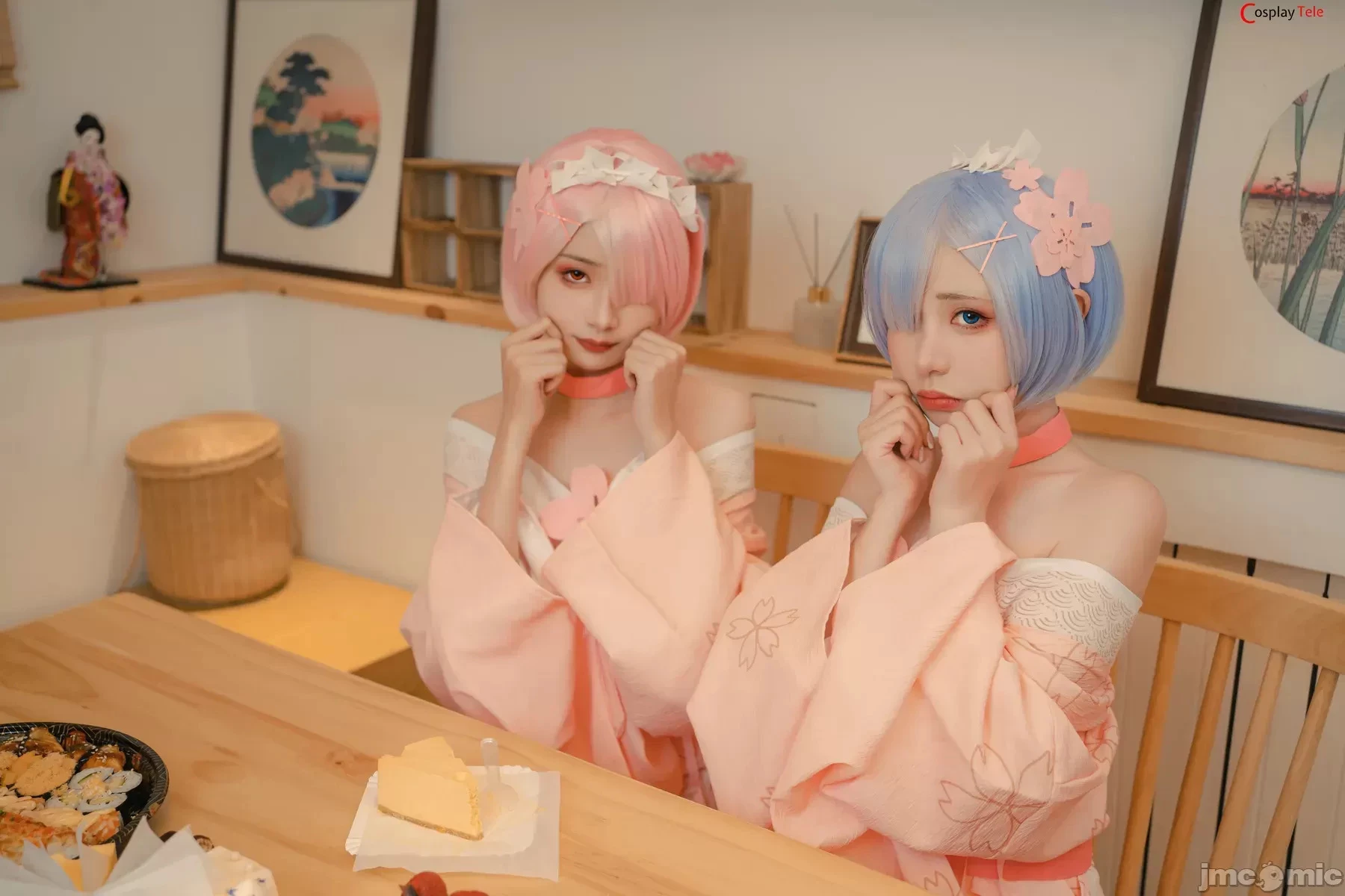 Nekokoyoshi [爆机少女喵小吉] and 金鱼Kinngyo cosplay Rem and Ram – ReZero – Part 2 [100P]