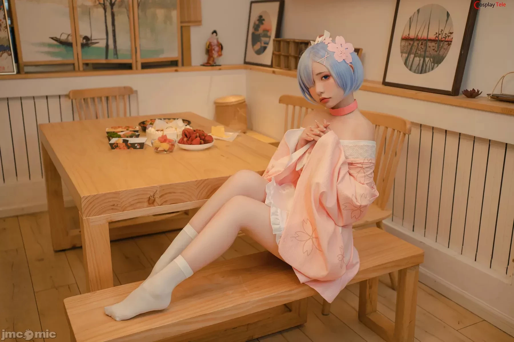 Nekokoyoshi [爆机少女喵小吉] and 金鱼Kinngyo cosplay Rem and Ram – ReZero – Part 2 [100P]