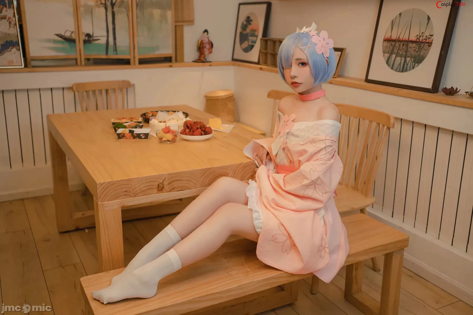 Nekokoyoshi [爆机少女喵小吉] and 金鱼Kinngyo cosplay Rem and Ram – ReZero – Part 2 [100P]