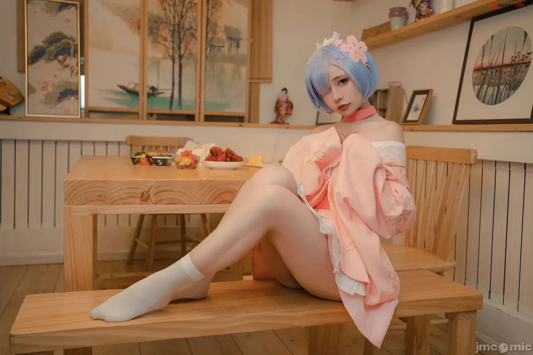 Nekokoyoshi [爆机少女喵小吉] and 金鱼Kinngyo cosplay Rem and Ram – ReZero – Part 2 [100P]