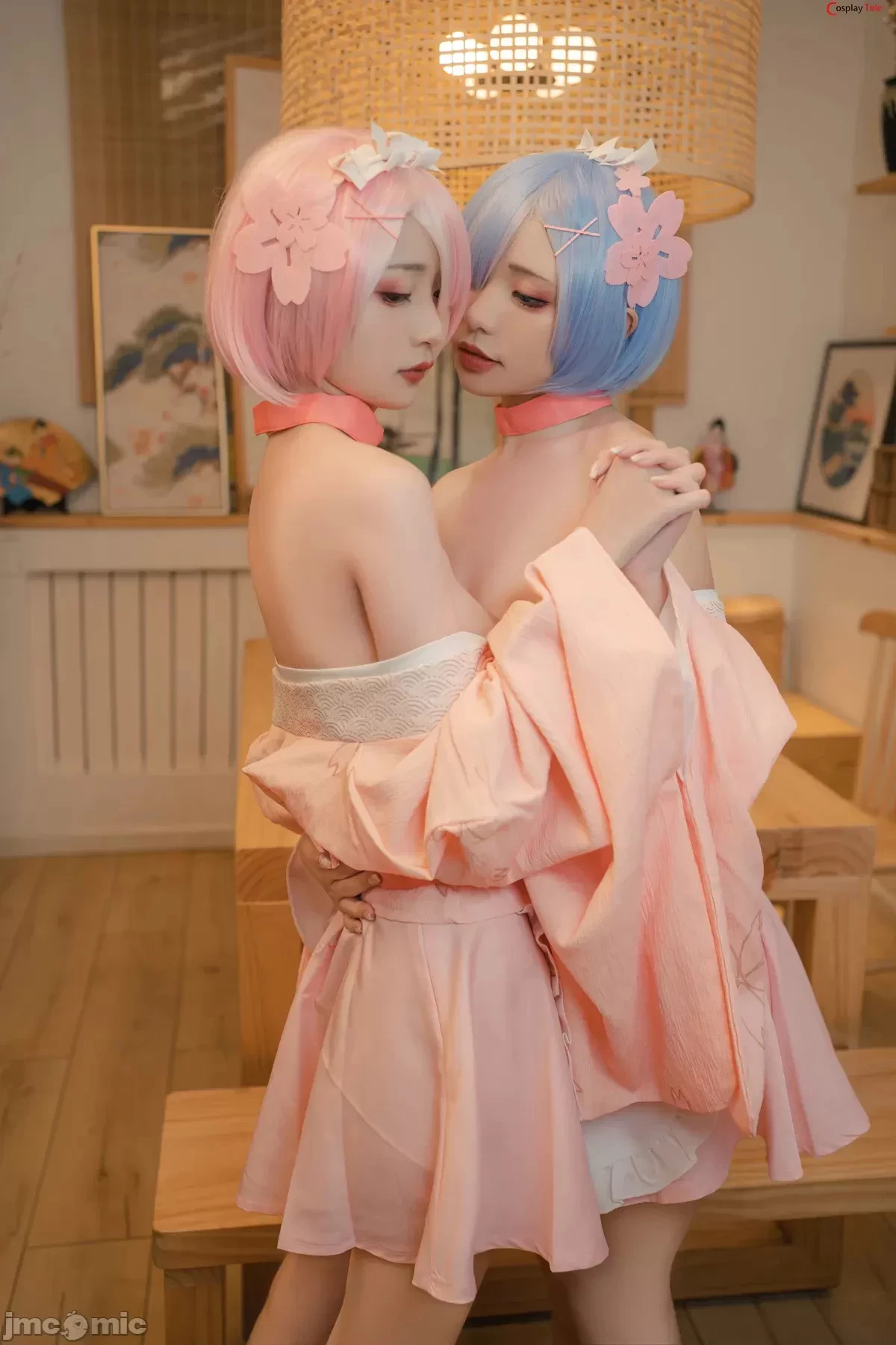 Nekokoyoshi [爆机少女喵小吉] and 金鱼Kinngyo cosplay Rem and Ram – ReZero – Part 2 [100P]