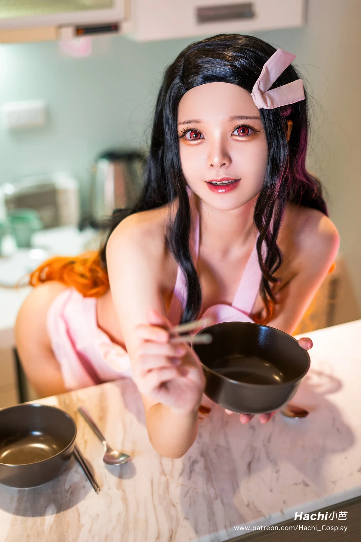 Cosplay Hachi小芭 灶門禰豆子 Nezuko Apron