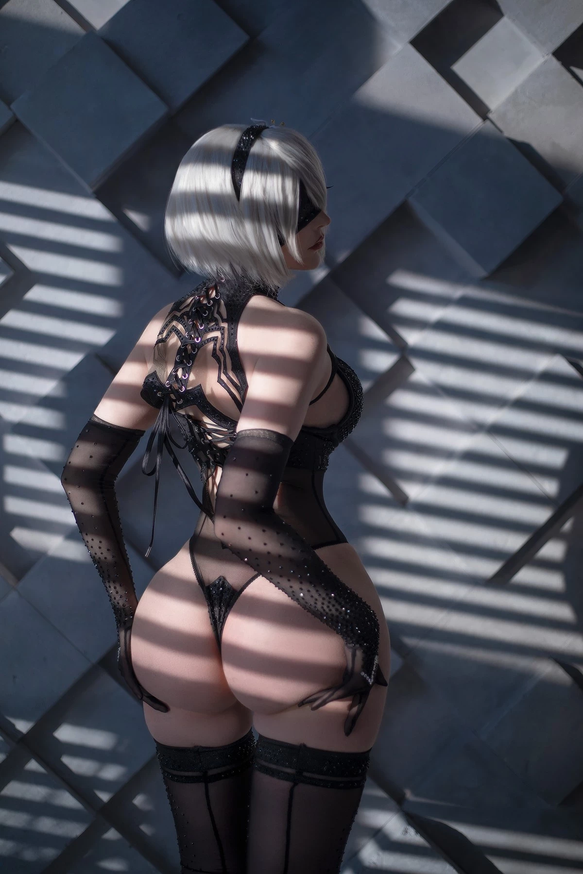 Cosplay Sayathefox 2B Black   White