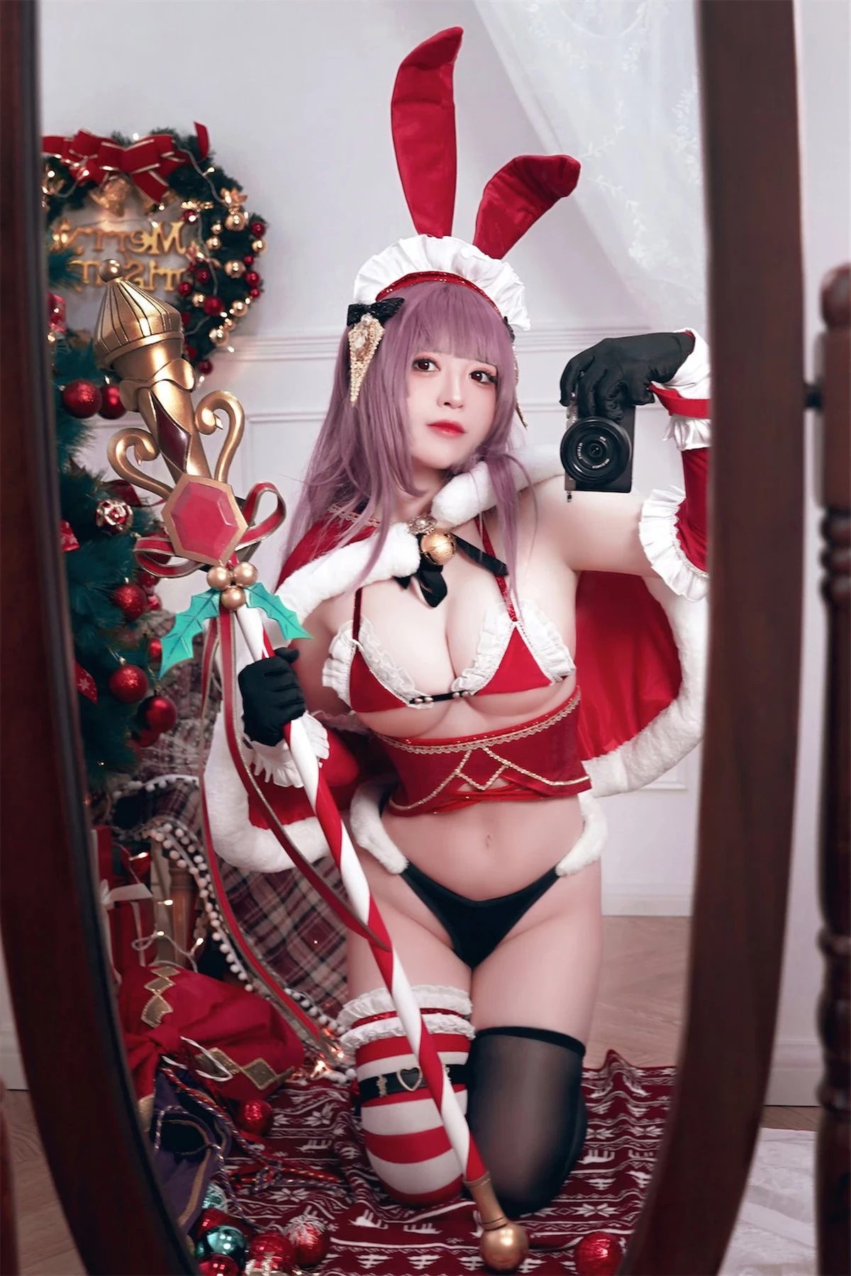 Cosplay 半半子 Christmas Bunny Aike