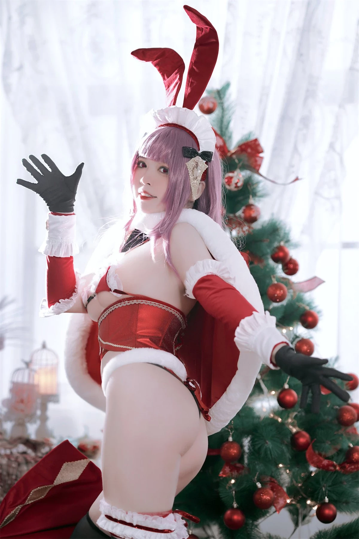 Cosplay 半半子 Christmas Bunny Aike