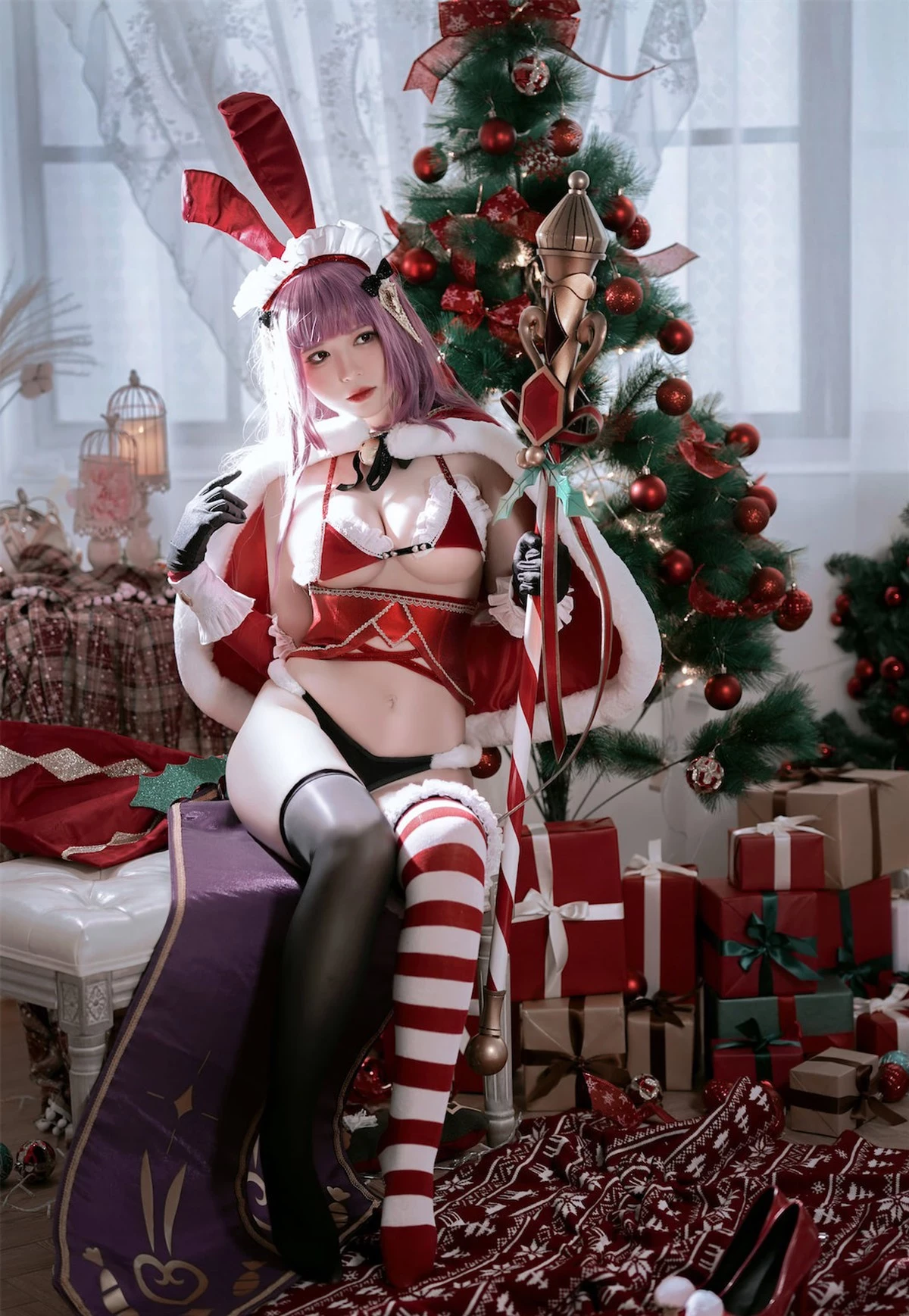 Cosplay 半半子 Christmas Bunny Aike