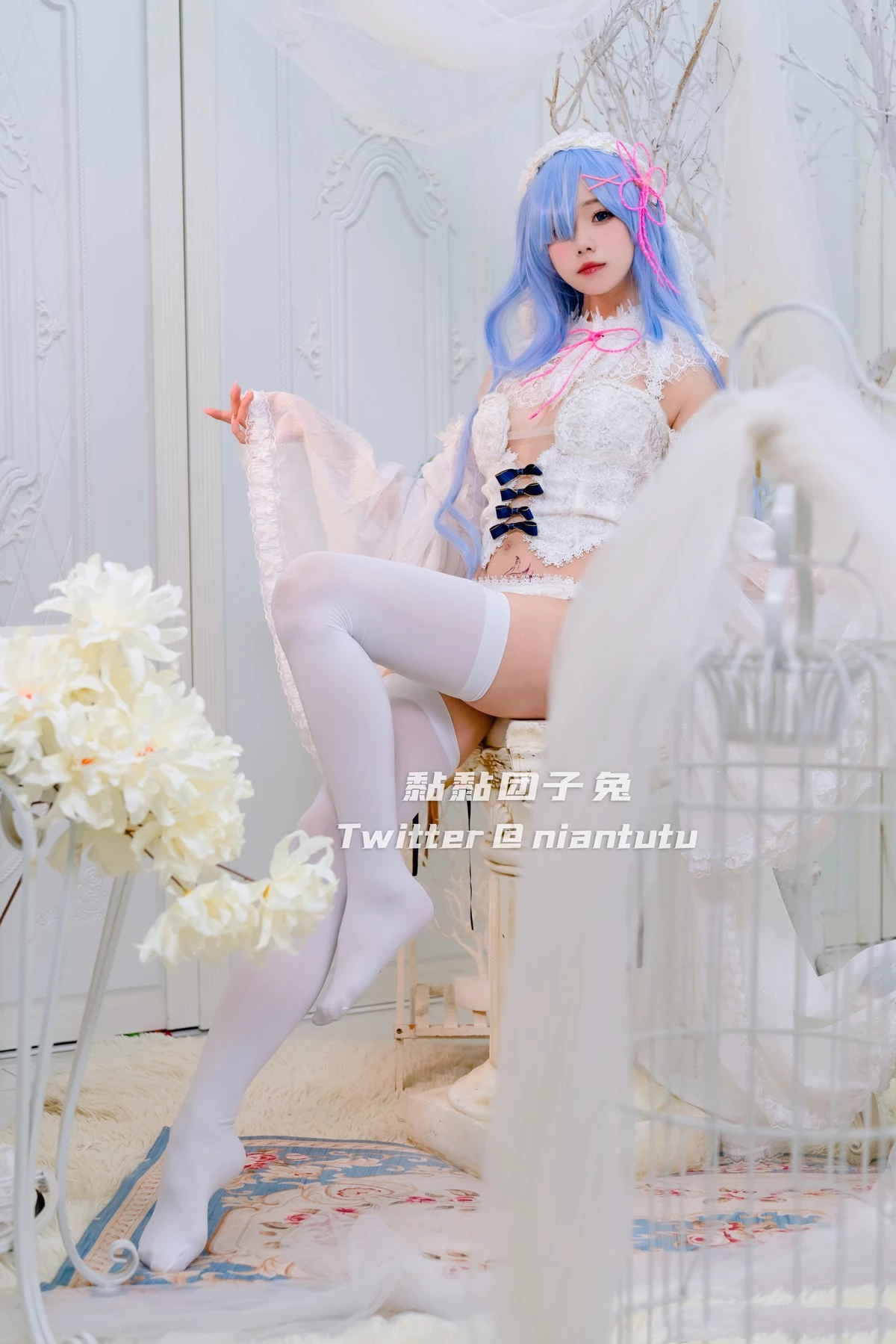 Cosplay 黏黏糰子兔 長發蕾姆